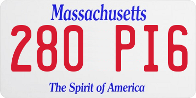 MA license plate 280PI6