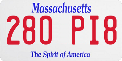 MA license plate 280PI8