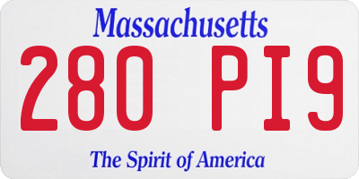 MA license plate 280PI9