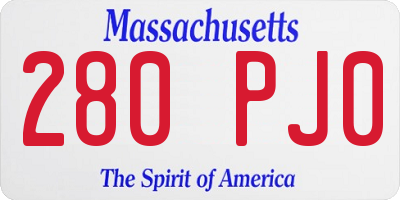 MA license plate 280PJ0