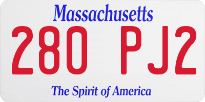 MA license plate 280PJ2