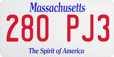 MA license plate 280PJ3