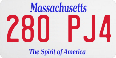 MA license plate 280PJ4