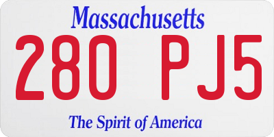 MA license plate 280PJ5