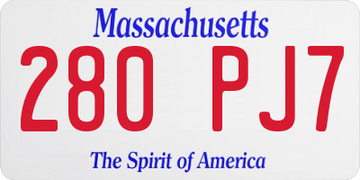 MA license plate 280PJ7