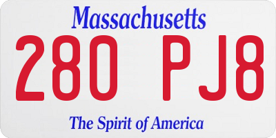 MA license plate 280PJ8