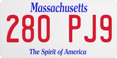 MA license plate 280PJ9