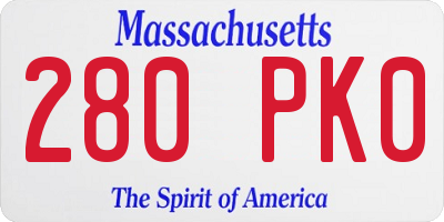 MA license plate 280PK0