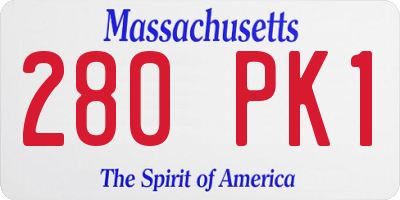 MA license plate 280PK1