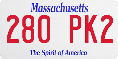MA license plate 280PK2