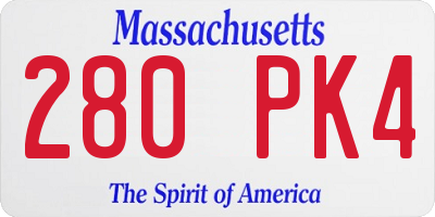 MA license plate 280PK4