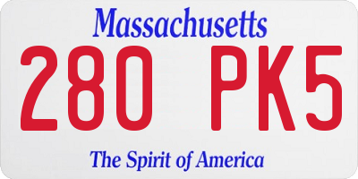MA license plate 280PK5