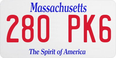 MA license plate 280PK6