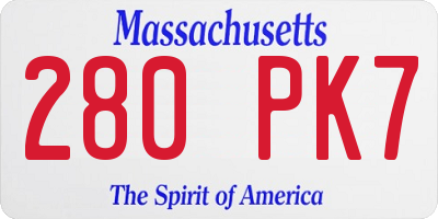 MA license plate 280PK7