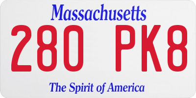 MA license plate 280PK8