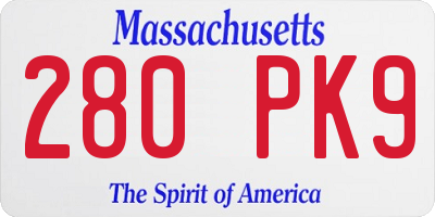 MA license plate 280PK9