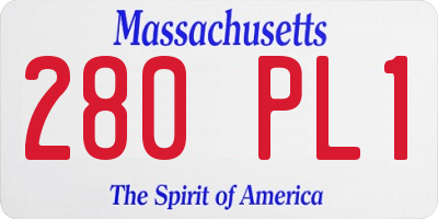 MA license plate 280PL1