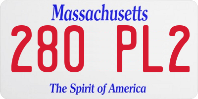 MA license plate 280PL2