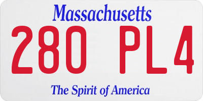 MA license plate 280PL4