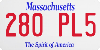 MA license plate 280PL5