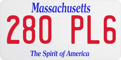 MA license plate 280PL6