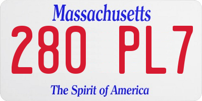 MA license plate 280PL7