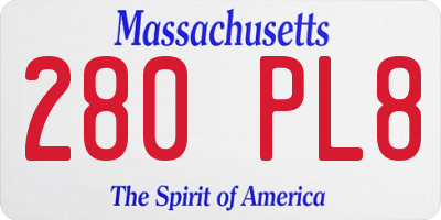 MA license plate 280PL8