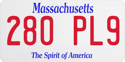 MA license plate 280PL9