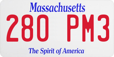 MA license plate 280PM3