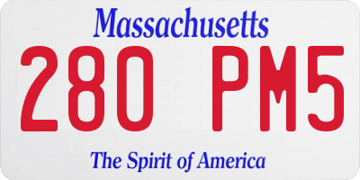 MA license plate 280PM5