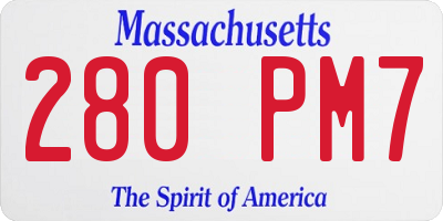 MA license plate 280PM7