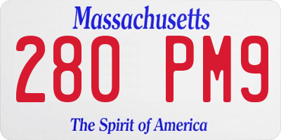 MA license plate 280PM9