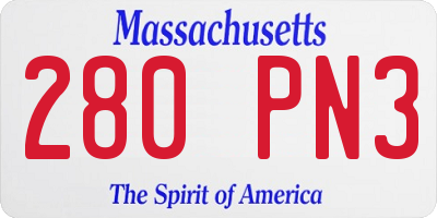 MA license plate 280PN3