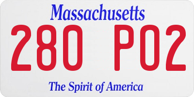 MA license plate 280PO2