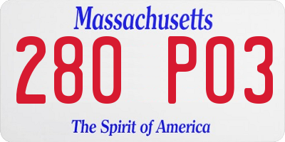 MA license plate 280PO3