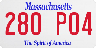 MA license plate 280PO4