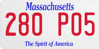MA license plate 280PO5