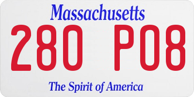 MA license plate 280PO8