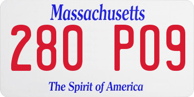MA license plate 280PO9