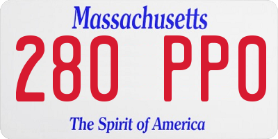 MA license plate 280PP0