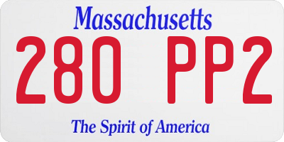 MA license plate 280PP2