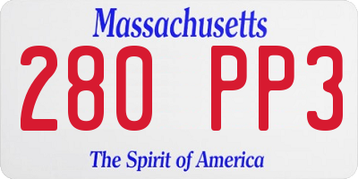 MA license plate 280PP3