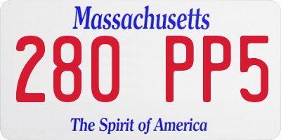MA license plate 280PP5