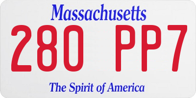 MA license plate 280PP7