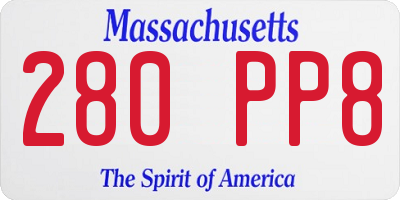 MA license plate 280PP8
