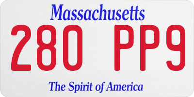 MA license plate 280PP9