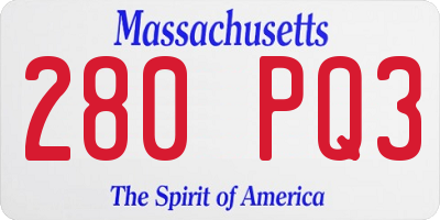 MA license plate 280PQ3