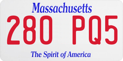 MA license plate 280PQ5