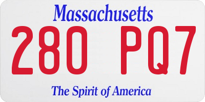 MA license plate 280PQ7