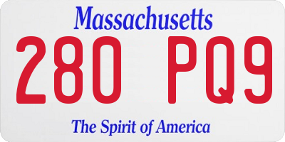 MA license plate 280PQ9